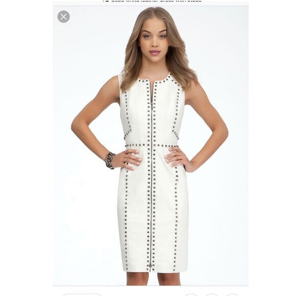 Bebe Ari White Studded Genuine Leather Dress - Picture 6 of 16